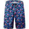 imageFT FENTENG Mens Swim Trunks Quick Dry Board Shorts with Mesh Lining Breathable Surf Beach Shorts Swimwear Bathing SuitsBlue Leaf Flamingo1