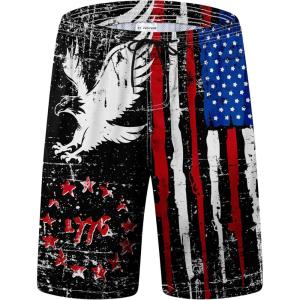 imageFT FENTENG Mens Swim Trunks Quick Dry Board Shorts with Mesh Lining Breathable Surf Beach Shorts Swimwear Bathing Suits1776 Usa Flag