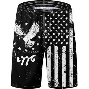 imageFT FENTENG Mens Swim Trunks Quick Dry Board Shorts with Mesh Lining Breathable Surf Beach Shorts Swimwear Bathing Suits1776 Usa Flag