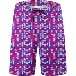 imageFT FENTENG Mens Swim Trunks Quick Dry Board Shorts with Mesh Lining Breathable Surf Beach Shorts Swimwear Bathing SuitsBlue Purple Bra