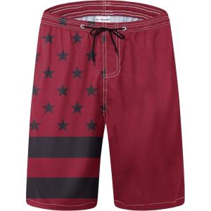 imageFT FENTENG Mens Swim Trunks Quick Dry Board Shorts with Mesh Lining Breathable Surf Beach Shorts Swimwear Bathing SuitsBurgundy Flag20