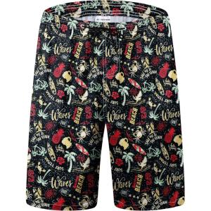 imageFT FENTENG Mens Swim Trunks Quick Dry Board Shorts with Mesh Lining Breathable Surf Beach Shorts Swimwear Bathing SuitsFunny Hawaii