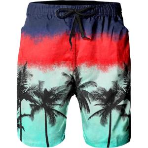 imageFT FENTENG Mens Swim Trunks Quick Dry Board Shorts with Mesh Lining Breathable Surf Beach Shorts Swimwear Bathing SuitsGradient Trees21