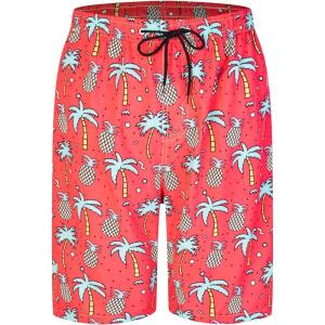 imageFT FENTENG Mens Swim Trunks Quick Dry Board Shorts with Mesh Lining Breathable Surf Beach Shorts Swimwear Bathing SuitsPink Pineapple4