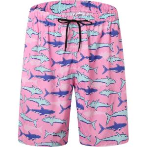 imageFT FENTENG Mens Swim Trunks Quick Dry Board Shorts with Mesh Lining Breathable Surf Beach Shorts Swimwear Bathing SuitsPink Shark6