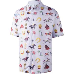 imageMens Casual Button Down Shirts Regular Fit Short Sleeve Hawaiian Shirt for MenHorse Racing