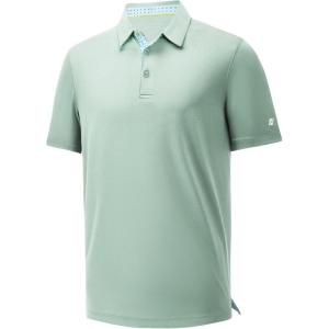 imageMens Polo Shirts Short Sleeve Casual Solid Stylish Dry Fit Performance Designed Collared Golf Polo Shirts for MenBeryl Green