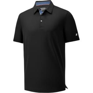 imageMens Polo Shirts Short Sleeve Casual Solid Stylish Dry Fit Performance Designed Collared Golf Polo Shirts for MenBlack