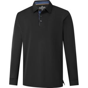 imageMens Polo Shirts Short Sleeve Casual Solid Stylish Dry Fit Performance Designed Collared Golf Polo Shirts for MenBlacklong