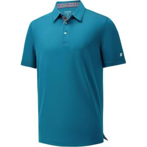 imageMens Polo Shirts Short Sleeve Casual Solid Stylish Dry Fit Performance Designed Collared Golf Polo Shirts for MenBlue