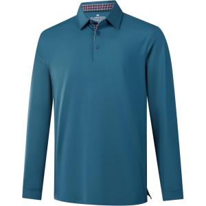 imageMens Polo Shirts Short Sleeve Casual Solid Stylish Dry Fit Performance Designed Collared Golf Polo Shirts for MenBluelong