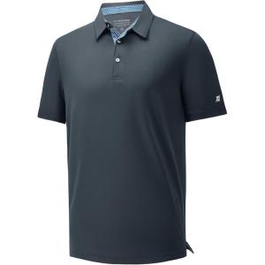 imageMens Polo Shirts Short Sleeve Casual Solid Stylish Dry Fit Performance Designed Collared Golf Polo Shirts for MenDark Grey