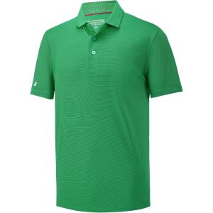 imageMens Polo Shirts Short Sleeve Casual Solid Stylish Dry Fit Performance Designed Collared Golf Polo Shirts for MenGreen Stripe