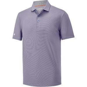imageMens Polo Shirts Short Sleeve Casual Solid Stylish Dry Fit Performance Designed Collared Golf Polo Shirts for MenLavender Stripe