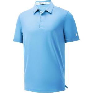 imageMens Polo Shirts Short Sleeve Casual Solid Stylish Dry Fit Performance Designed Collared Golf Polo Shirts for MenLight Blue
