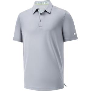 imageMens Polo Shirts Short Sleeve Casual Solid Stylish Dry Fit Performance Designed Collared Golf Polo Shirts for MenLight Grey