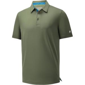 imageMens Polo Shirts Short Sleeve Casual Solid Stylish Dry Fit Performance Designed Collared Golf Polo Shirts for MenOlive Green