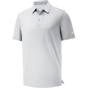 imageMens Polo Shirts Short Sleeve Casual Solid Stylish Dry Fit Performance Designed Collared Golf Polo Shirts for MenSilver Grey