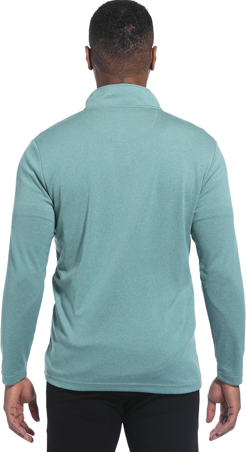 imageFT FENTENG Quarter Zip Golf Pullover Men Dry Fit Long Sleeve Moisture Wicking Mock Neck 14 Zip Pullover Mens SweatshirtsDark Green Melange