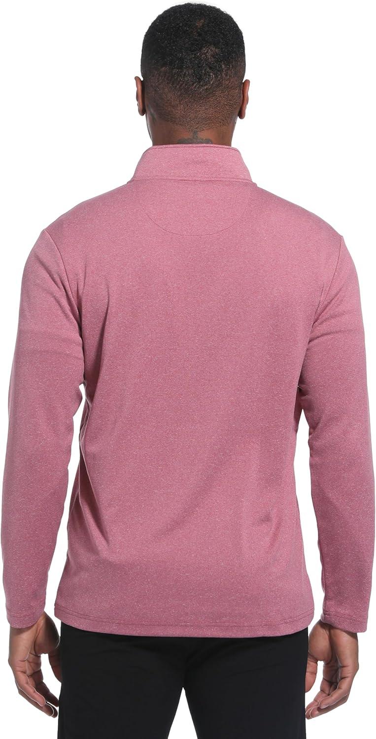 imageFT FENTENG Quarter Zip Golf Pullover Men Dry Fit Long Sleeve Moisture Wicking Mock Neck 14 Zip Pullover Mens SweatshirtsMarroon Melange