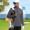 imageFT FENTENG Quarter Zip Golf Pullover Men Dry Fit Long Sleeve Moisture Wicking Mock Neck 14 Zip Pullover Mens SweatshirtsBlack Melange