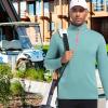 imageFT FENTENG Quarter Zip Golf Pullover Men Dry Fit Long Sleeve Moisture Wicking Mock Neck 14 Zip Pullover Mens SweatshirtsDark Green Melange