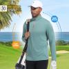 imageFT FENTENG Quarter Zip Golf Pullover Men Dry Fit Long Sleeve Moisture Wicking Mock Neck 14 Zip Pullover Mens SweatshirtsDark Green Melange