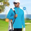 imageFT FENTENG Quarter Zip Golf Pullover Men Dry Fit Long Sleeve Moisture Wicking Mock Neck 14 Zip Pullover Mens SweatshirtsSaxony Blue Melange