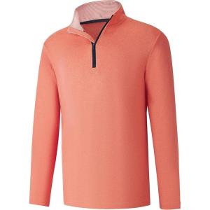 imageFT FENTENG Quarter Zip Golf Pullover Men Dry Fit Long Sleeve Moisture Wicking Mock Neck 14 Zip Pullover Mens SweatshirtsBrick Melange