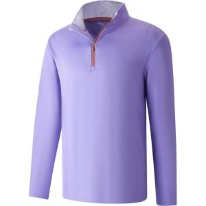 imageFT FENTENG Quarter Zip Golf Pullover Men Dry Fit Long Sleeve Moisture Wicking Mock Neck 14 Zip Pullover Mens SweatshirtsPurple Melange