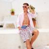 imageFT FENTENG Mens Swim Trunks Quick Dry Board Shorts with Mesh Lining Breathable Surf Beach Shorts Swimwear Bathing SuitsAmerican Flag Flower