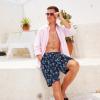 imageFT FENTENG Mens Swim Trunks Quick Dry Board Shorts with Mesh Lining Breathable Surf Beach Shorts Swimwear Bathing SuitsNeon Flamingo
