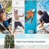 imageFT FENTENG Mens Swim Trunks Quick Dry Board Shorts with Mesh Lining Breathable Surf Beach Shorts Swimwear Bathing SuitsTropical Dinosaurs