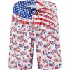 imageFT FENTENG Mens Swim Trunks Quick Dry Board Shorts with Mesh Lining Breathable Surf Beach Shorts Swimwear Bathing SuitsAmerican Flag Flower