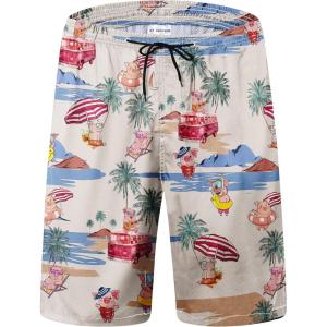 imageFT FENTENG Mens Swim Trunks Quick Dry Board Shorts with Mesh Lining Breathable Surf Beach Shorts Swimwear Bathing SuitsHawaii Pig