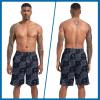 imageFT FENTENG Mens Swim Trunks with Compression Liner Black Skull Leaf Mens Bathing Suit Mens Swimming Trunks 9 inch inseam Mens Board Shorts Swimwear 4 Way Stretch Beach Shorts Quick Dry Swimsuits L