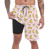 imageFT FENTENG Mens Swim Trunks with Compression Liner 9quot Stretch Board Shorts 2 in 1 Quick Dry Swimwear Bathing SuitsPink Bananac