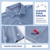 imageBoys Polo Shirts Short Sleeve Striped Performance Moisture Wicking Dry Fit Golf Shirts for Boys Youth KidsBlue Denim Stripe
