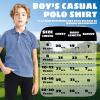 imageBoys Polo Shirts Short Sleeve Striped Performance Moisture Wicking Dry Fit Golf Shirts for Boys Youth KidsBlue Denim Stripe