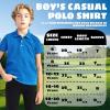 imageBoys Polo Shirts Short Sleeve Striped Performance Moisture Wicking Dry Fit Golf Shirts for Boys Youth KidsCobalt Stripe