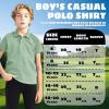imageBoys Polo Shirts Short Sleeve Striped Performance Moisture Wicking Dry Fit Golf Shirts for Boys Youth KidsEnerald Stripe