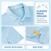 imageBoys Polo Shirts Short Sleeve Striped Performance Moisture Wicking Dry Fit Golf Shirts for Boys Youth KidsGreen Ash Stripe