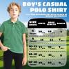 imageBoys Polo Shirts Short Sleeve Striped Performance Moisture Wicking Dry Fit Golf Shirts for Boys Youth KidsGreen Stripe