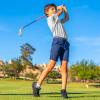imageBoys Polo Shirts Short Sleeve Striped Performance Moisture Wicking Dry Fit Golf Shirts for Boys Youth KidsGrey White Stripe