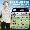 imageBoys Polo Shirts Short Sleeve Striped Performance Moisture Wicking Dry Fit Golf Shirts for Boys Youth KidsGrey White Stripe