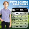 imageBoys Polo Shirts Short Sleeve Striped Performance Moisture Wicking Dry Fit Golf Shirts for Boys Youth KidsLavender White Stripe