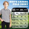 imageBoys Polo Shirts Short Sleeve Striped Performance Moisture Wicking Dry Fit Golf Shirts for Boys Youth KidsNavy Stripe