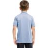 imageBoys Polo Shirts Short Sleeve Striped Performance Moisture Wicking Dry Fit Golf Shirts for Boys Youth KidsOrange Blue Ash Stripe