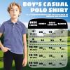 imageBoys Polo Shirts Short Sleeve Striped Performance Moisture Wicking Dry Fit Golf Shirts for Boys Youth KidsPlum Blue Stripe