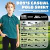 imageBoys Polo Shirts Short Sleeve Striped Performance Moisture Wicking Dry Fit Golf Shirts for Boys Youth KidsTurquoise Stripe
